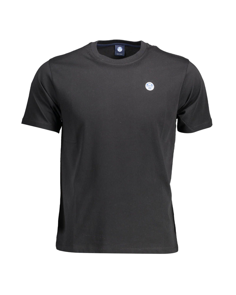 North Sails Men's Sleek Black Round Neck Tee with Logo Accent - XL