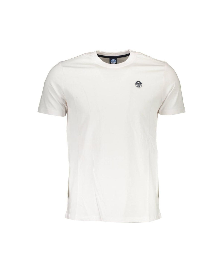 North Sails Men's Sleek White Round Neck Tee with Logo Detail - 2XL