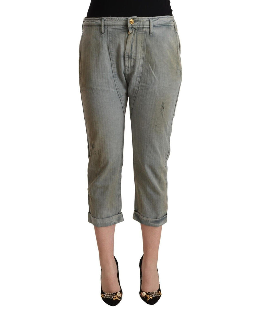 CYCLE Women's Gray 100% Cotton Mid Waist Skinny Cropped Pants - W27 US