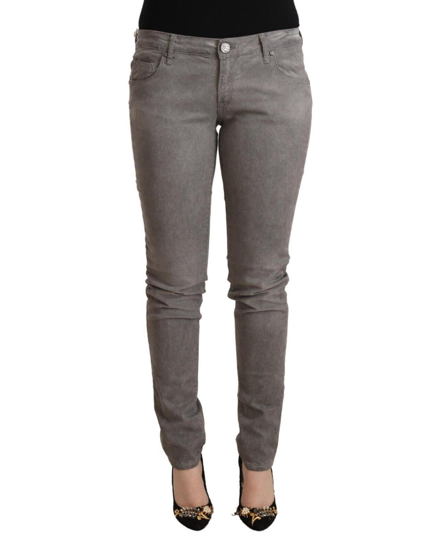 Acht Women's Gray Cotton Low Waist Skinny Push Up Denim Jeans - W26 US