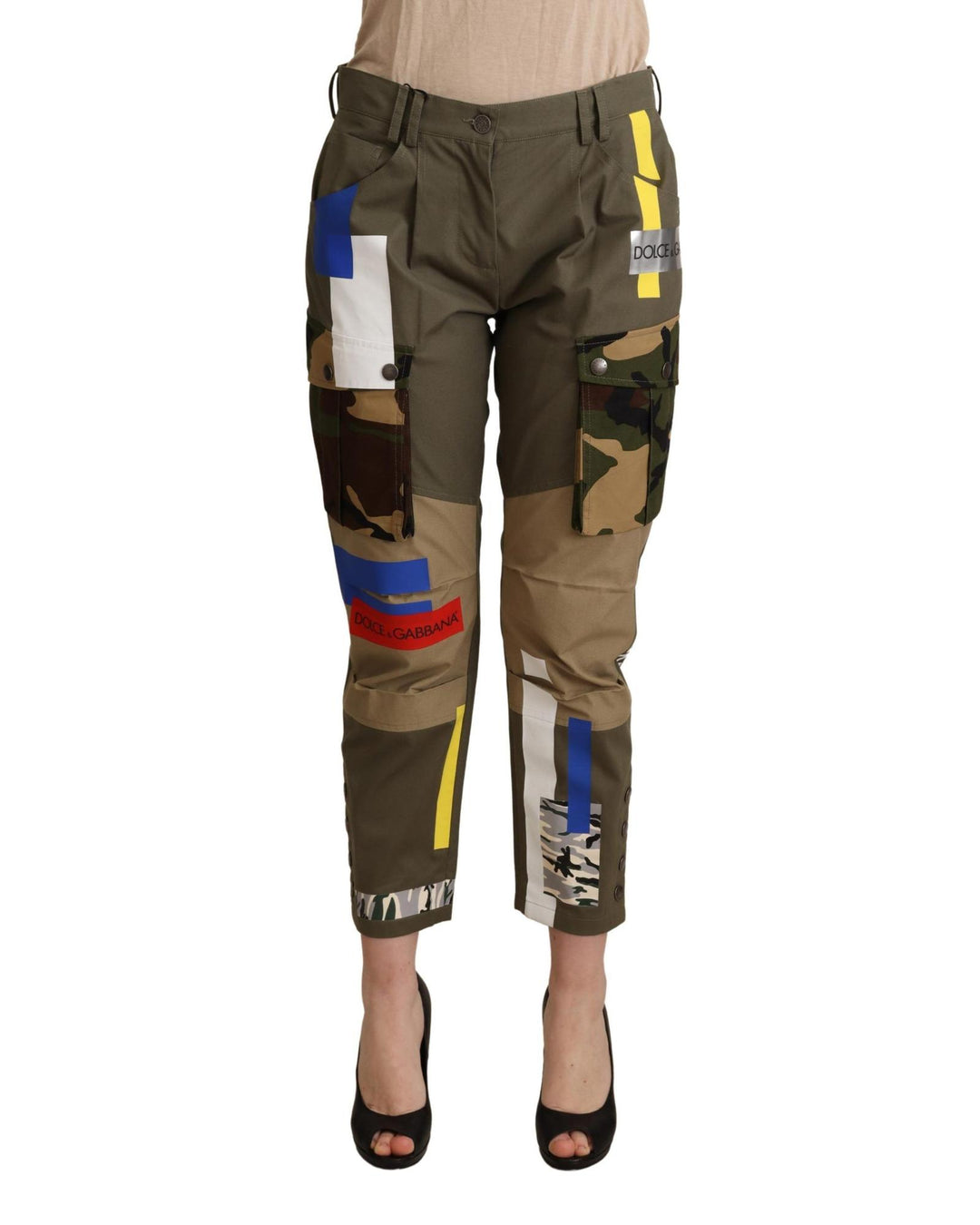 Dolce & Gabbana Women's Green Military Cargo Trouser Cotton Pants - 36 IT