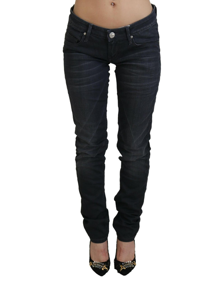 Acht Women's Black Washed Low Waist Slim Fit Cotton Denim Jeans - W26 US
