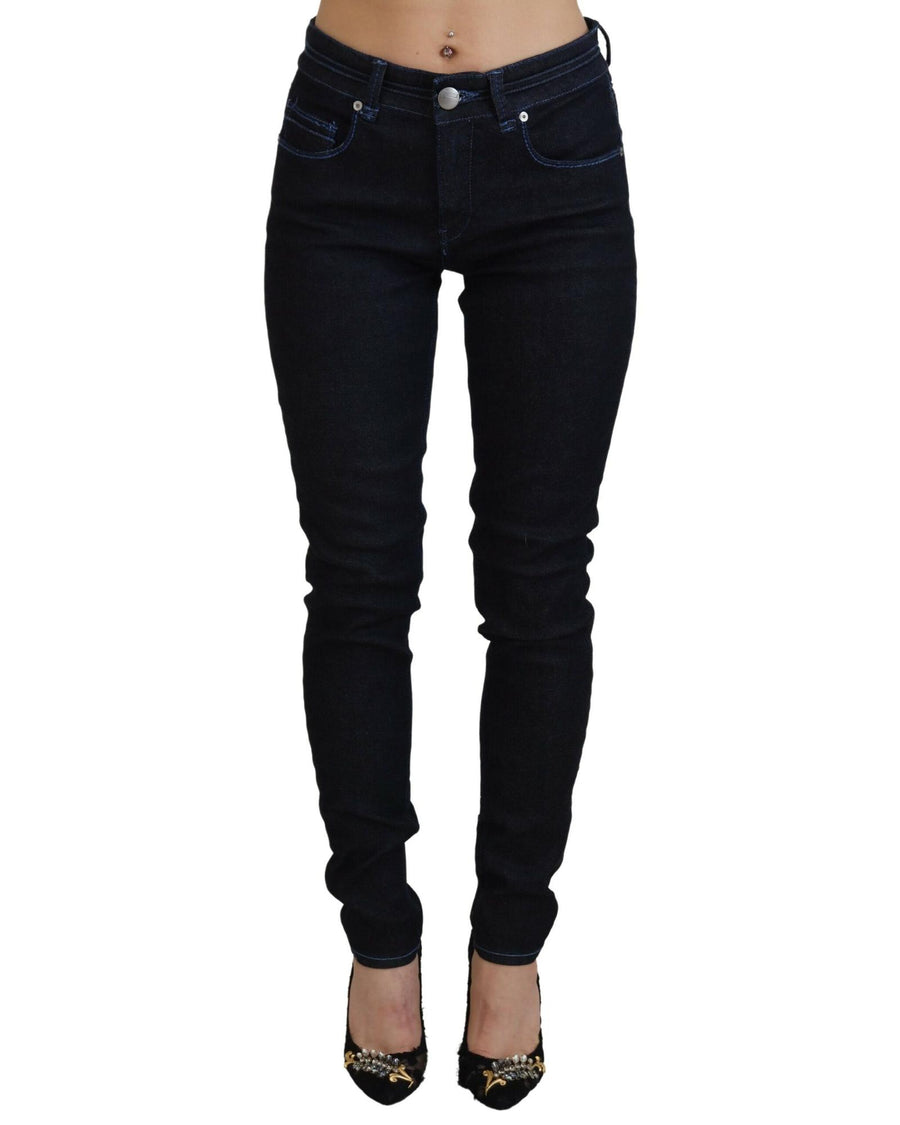 Acht Women's Dark Blue Low Waist Slim Fit  Denim Jeans - W26 US