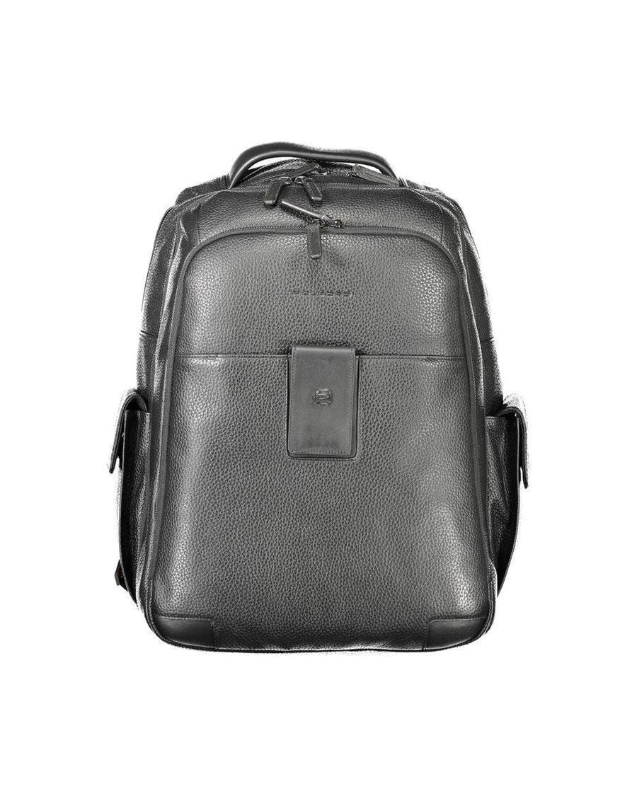 Piquadro Men's Black Leather Backpack - One Size