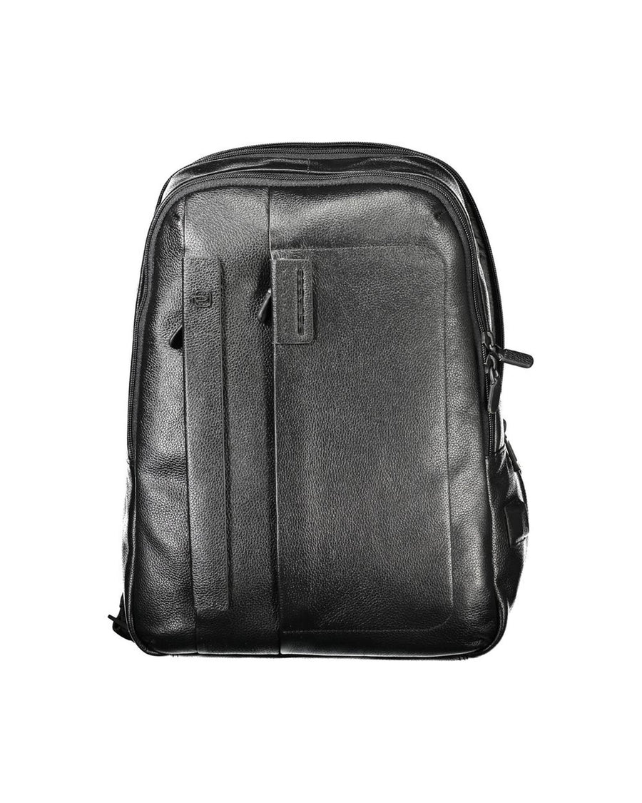 Piquadro Men's Black Leather Backpack - One Size