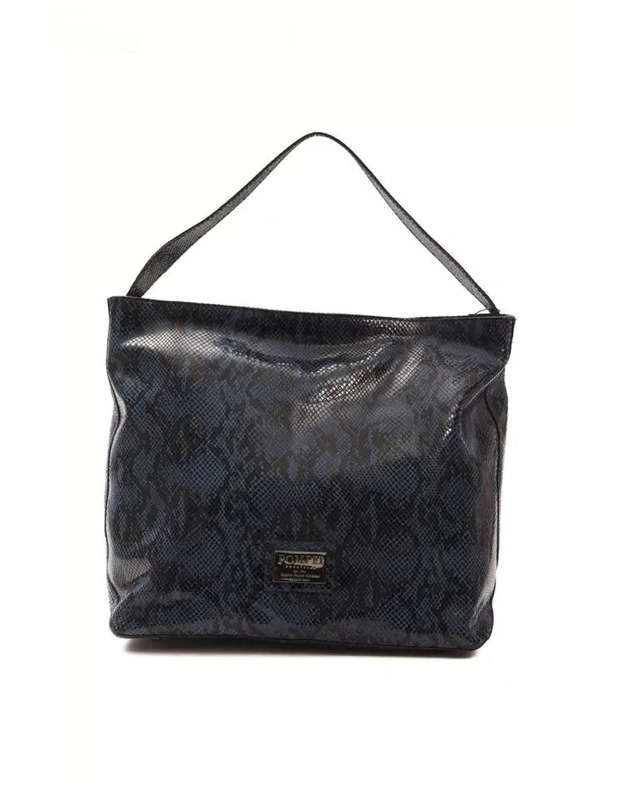 Pompei Donatella Women's Elegant Blue Python Print Leather Shoulder Bag - One Size
