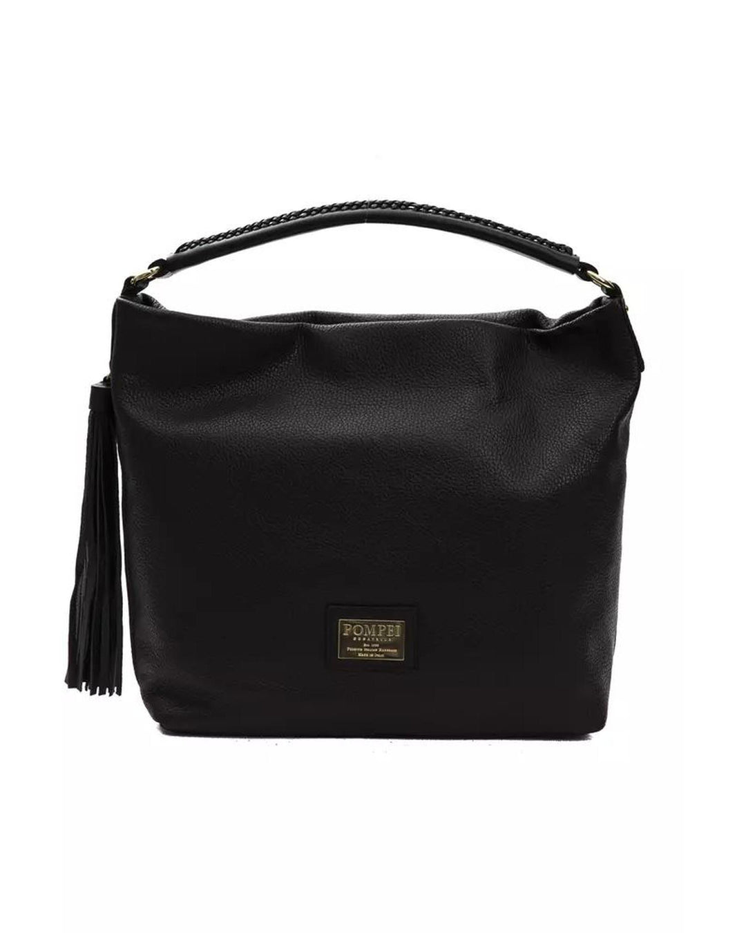 Pompei Donatella Women's Elegant Black Leather Shoulder Bag - One Size