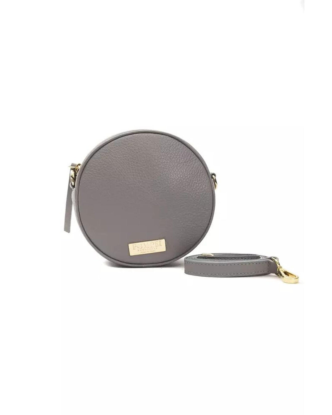 Pompei Donatella Women's Chic Gray Leather Oval Crossbody Bag - One Size