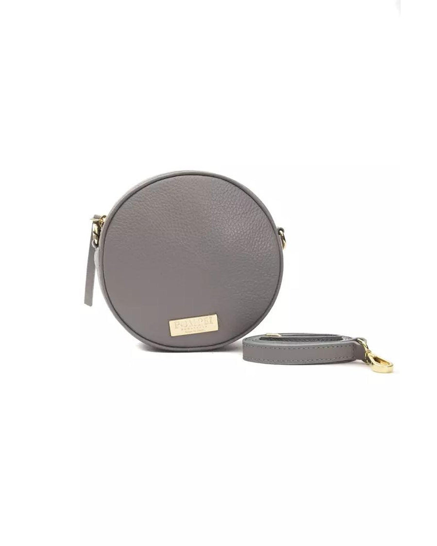 Pompei Donatella Women's Chic Gray Leather Oval Crossbody Bag - One Size
