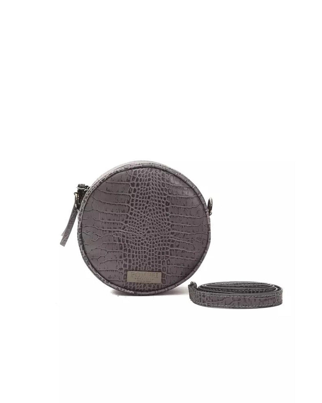 Pompei Donatella Women's Chic Gray Croc-Embossed Crossbody - One Size
