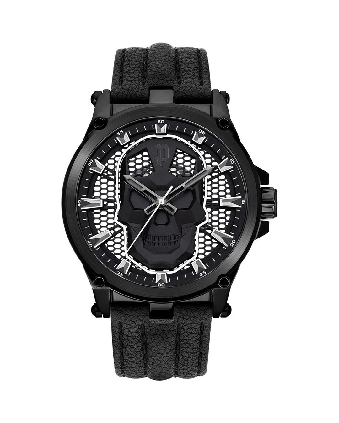 Police Men's Black Leather Watch - One Size