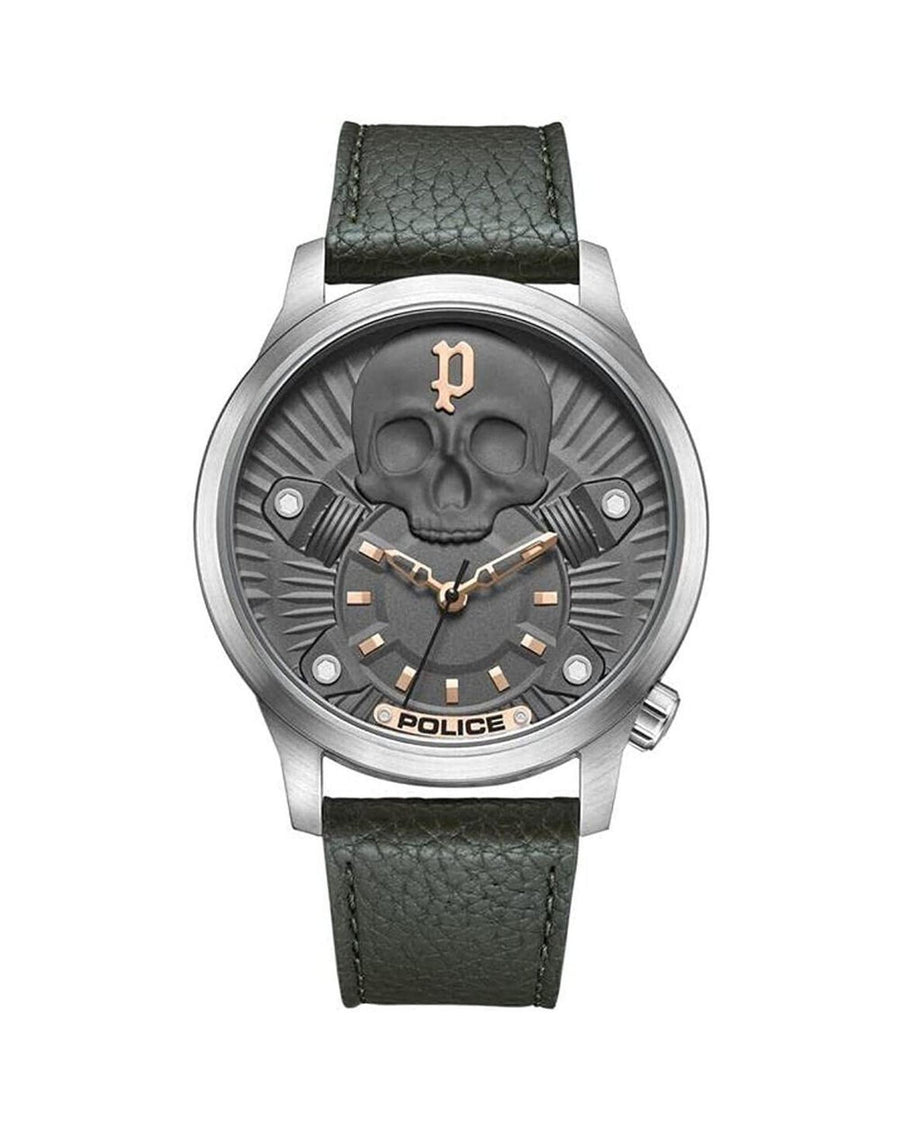 Police Men's Green Leather Watch - One Size