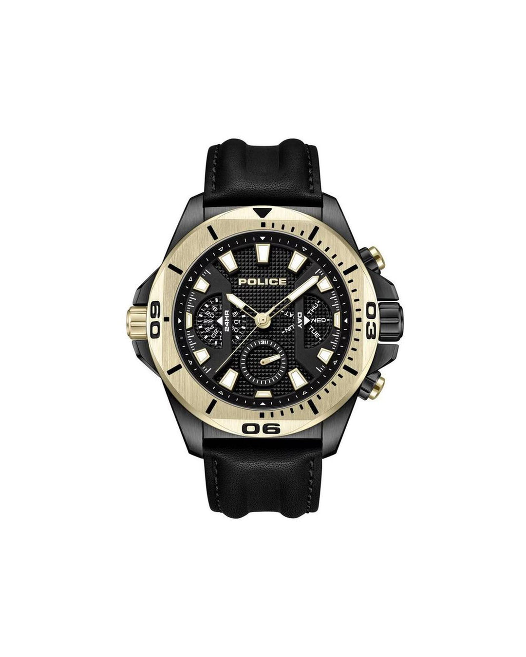 Police Men's Black Leather Leather Watch - One Size