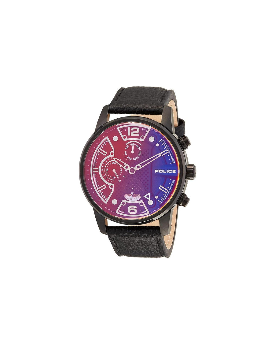 Police Men's Black Leather Watch - One Size