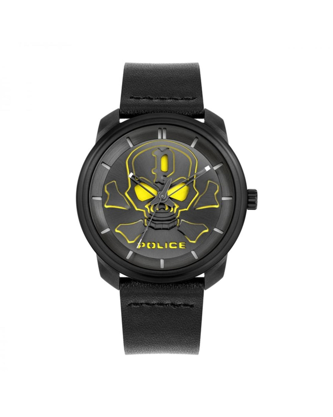 Police Men's Black Leather Watch - One Size