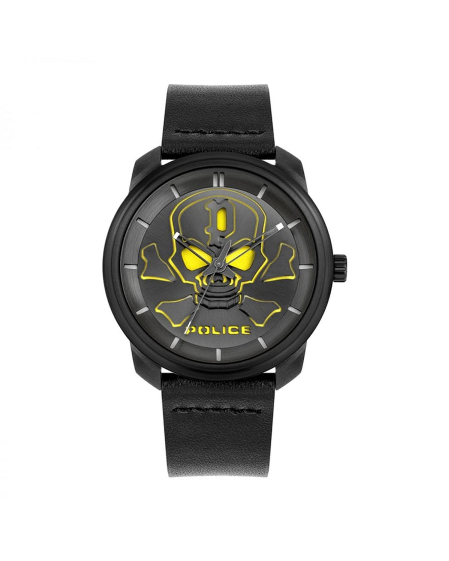Police Men's Black Leather Watch - One Size