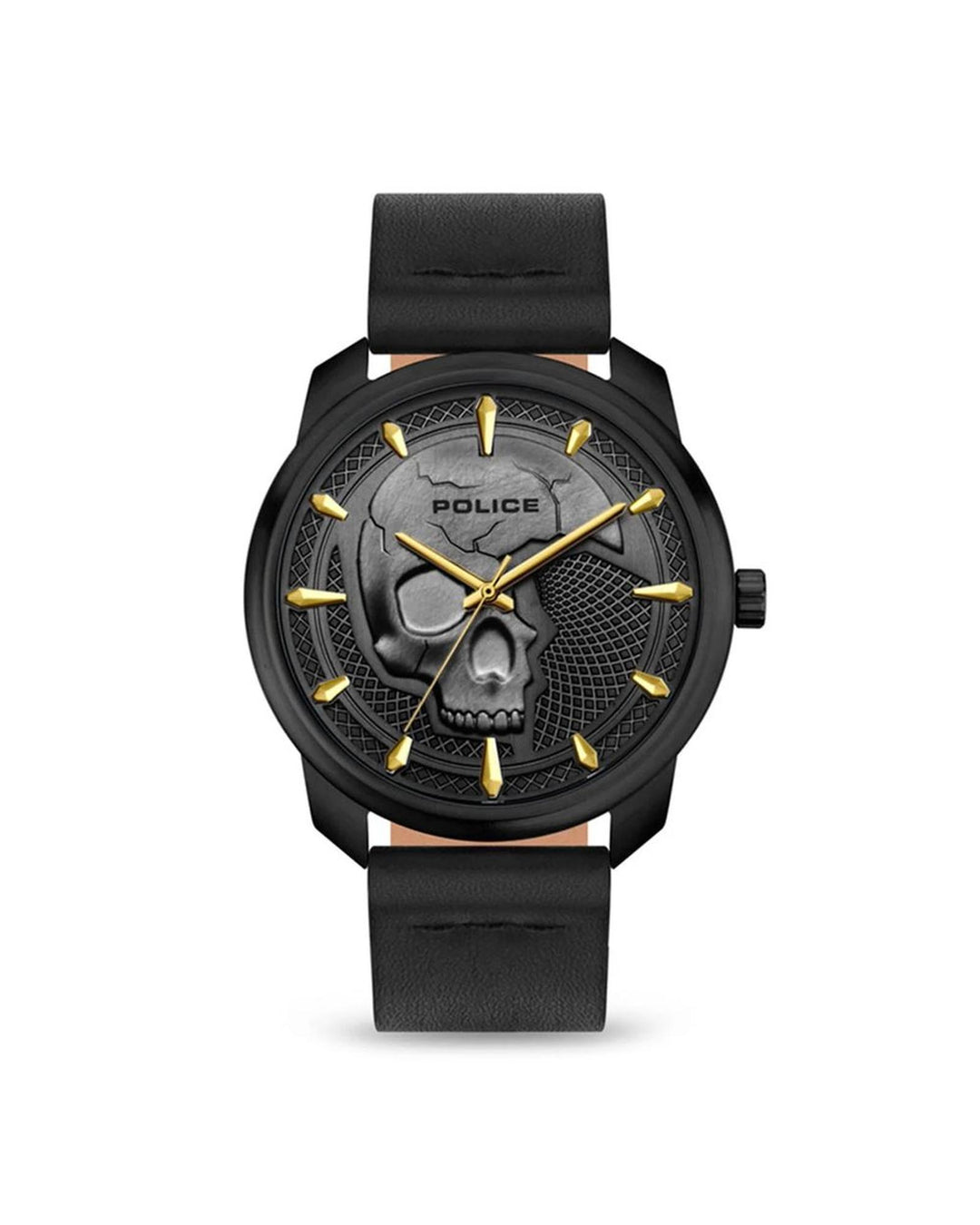 Police Men's Black Leather Watch - One Size