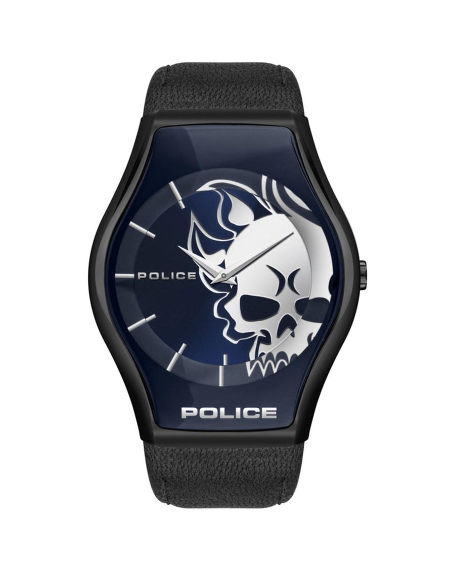 Police Men's Black Leather Watch - One Size