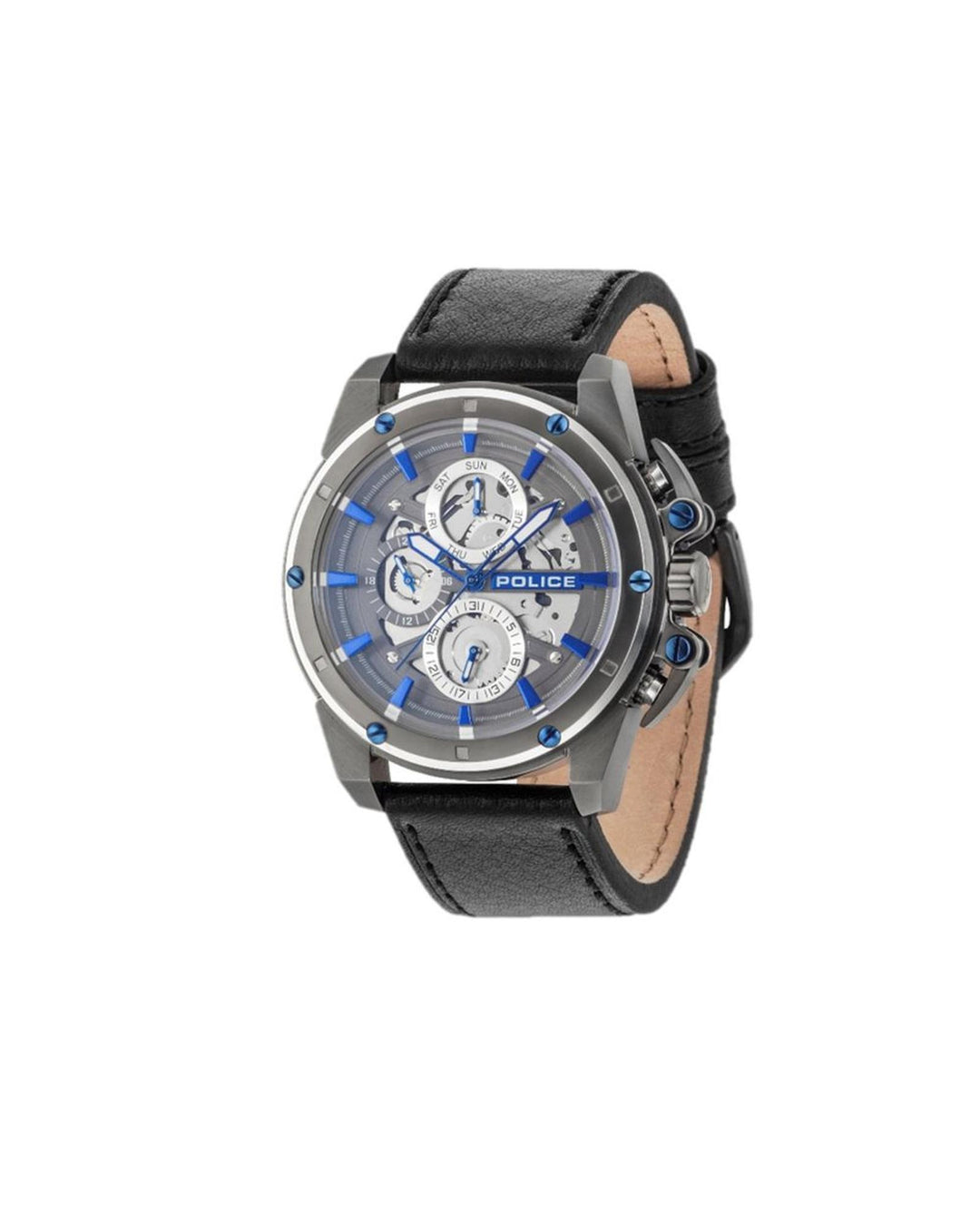 Police Men's Black Leather Watch - One Size