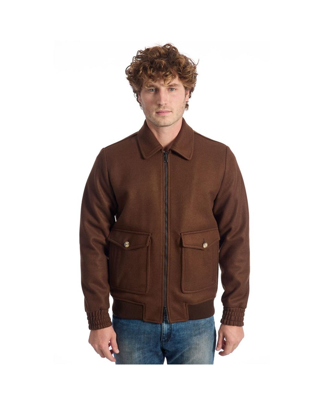 Roberto Pepe Luxury Men's Brown Viscose Jacket - 48 IT