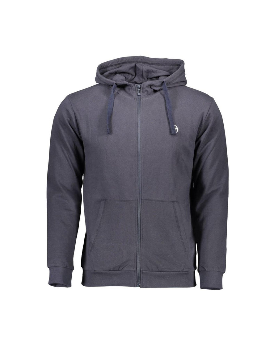 Sergio Tacchini Men's Blue Hooded Zip-Up Cotton Sweater - S