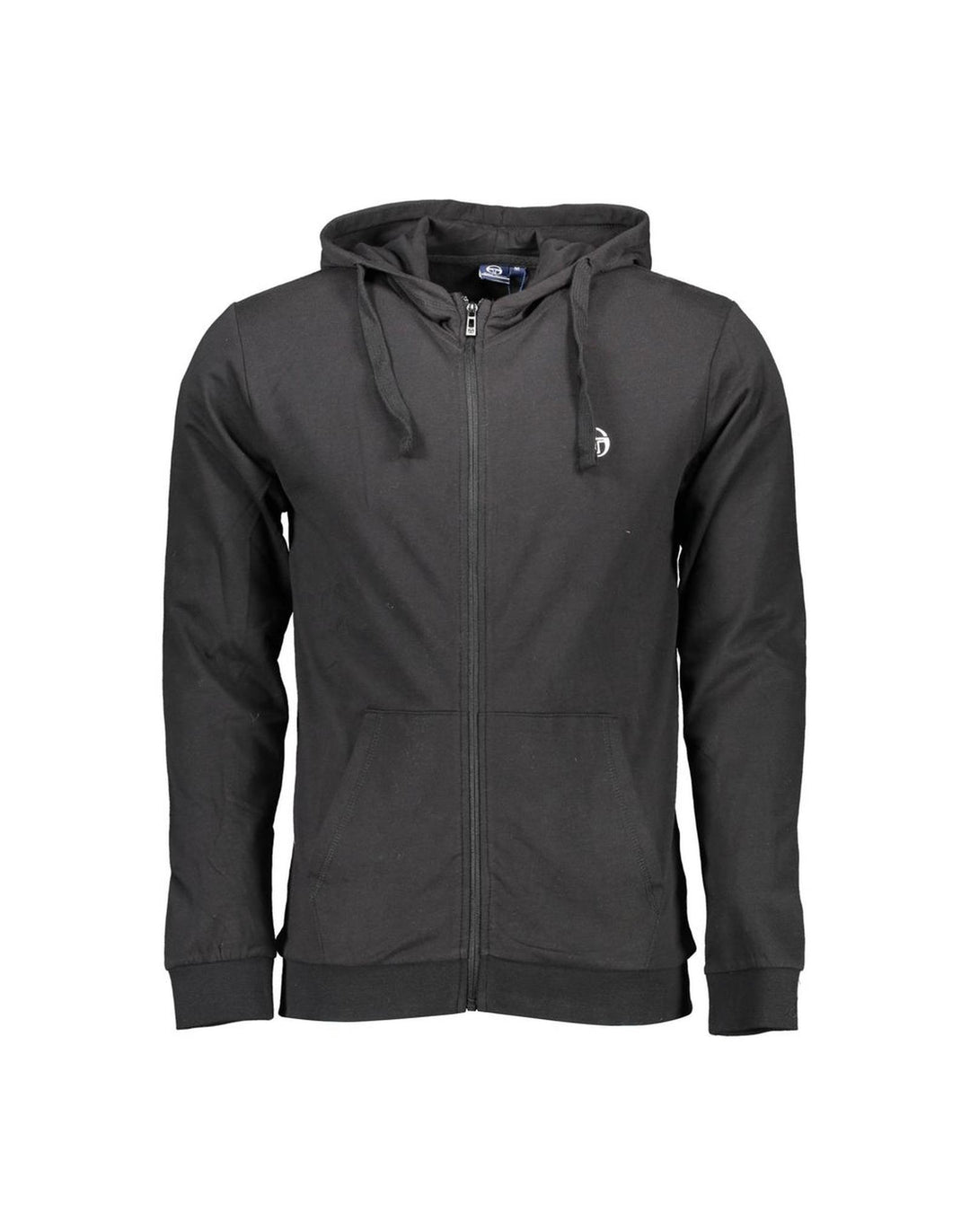 Sergio Tacchini Men's Elegant Black Hooded Zip Sweatshirt - S