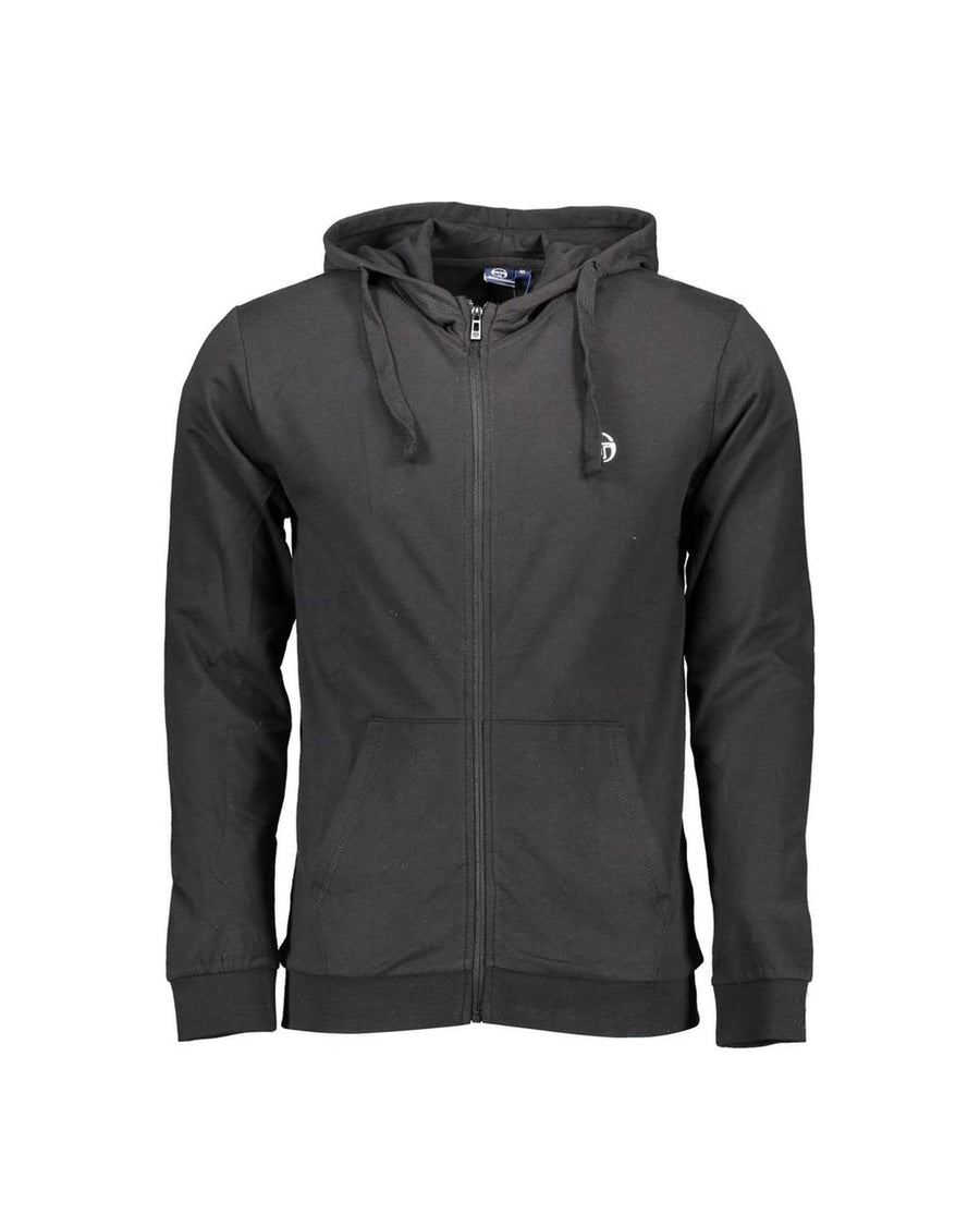 Sergio Tacchini Men's Elegant Black Hooded Zip Sweatshirt - S