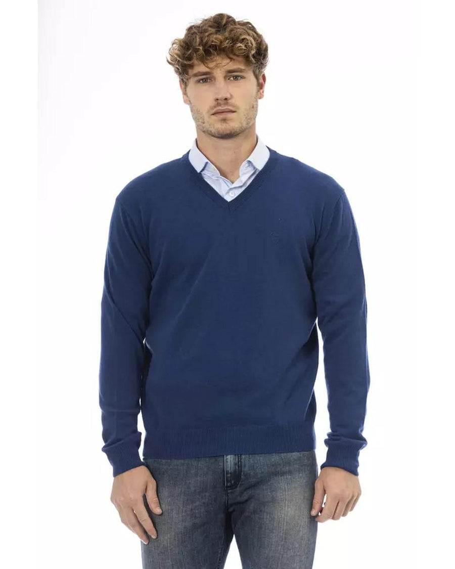 Sergio Tacchini Men's Blue Wool Sweater - M