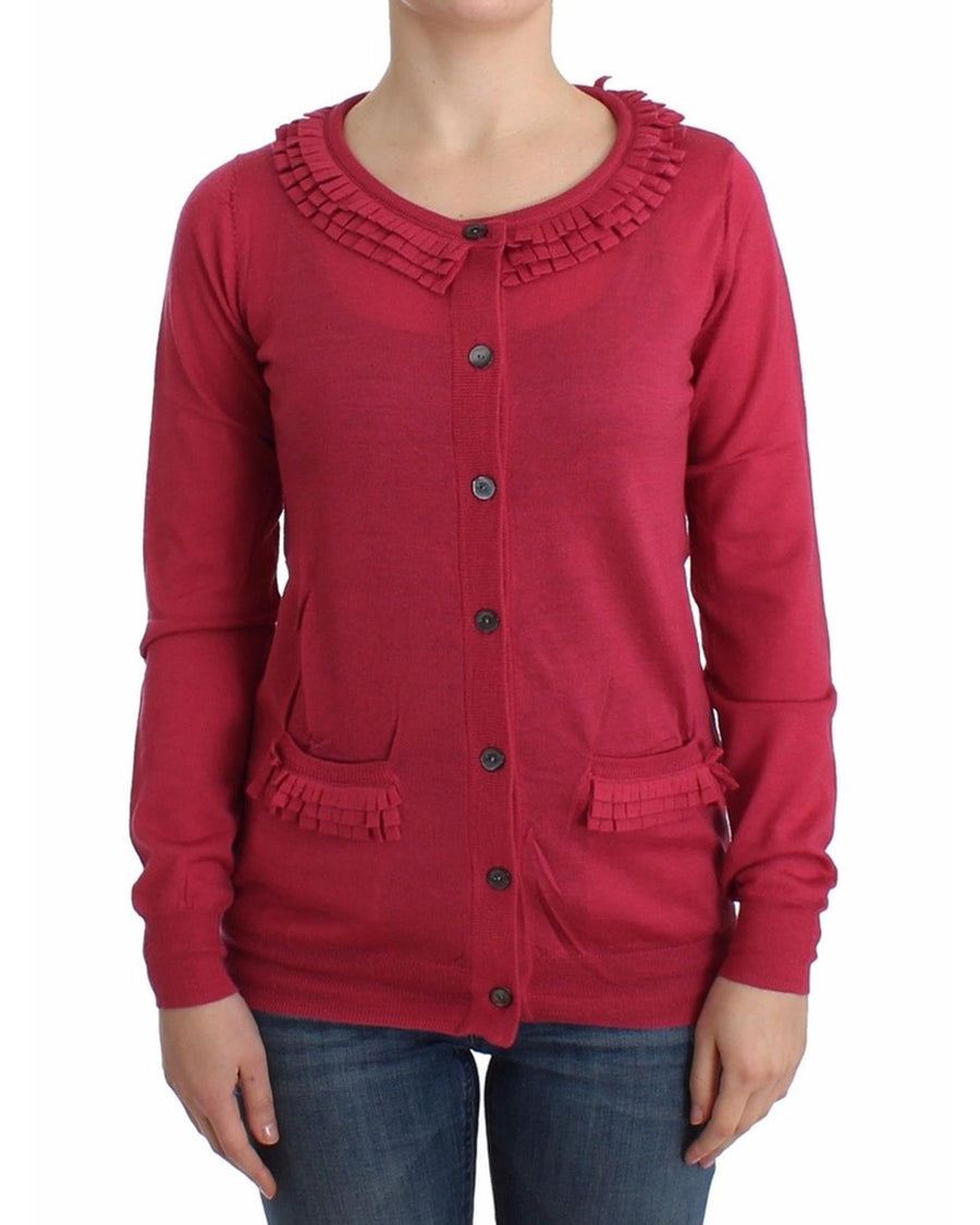 Authentic John Galliano Pink Wool Cardigan with Logo Details M Women