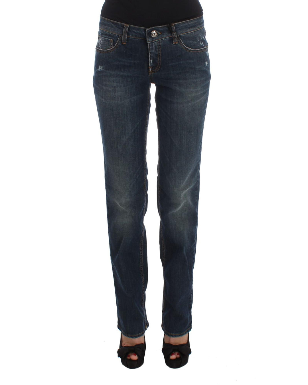 Costume National Women's Blue Cotton Blend Bootcut Jeans - W26 US