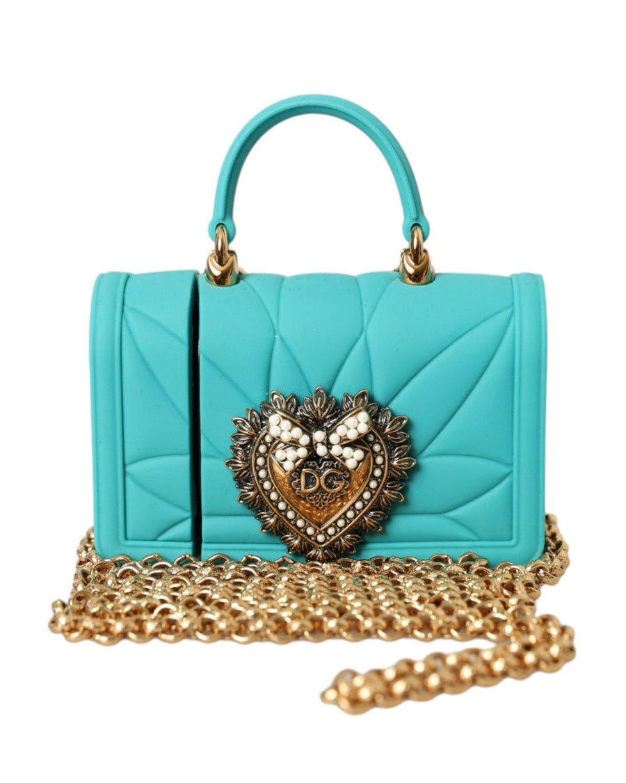 Dolce & Gabbana Women's Turquoise Silicone Devotion Heart Cover Bag Airpods Case - One Size
