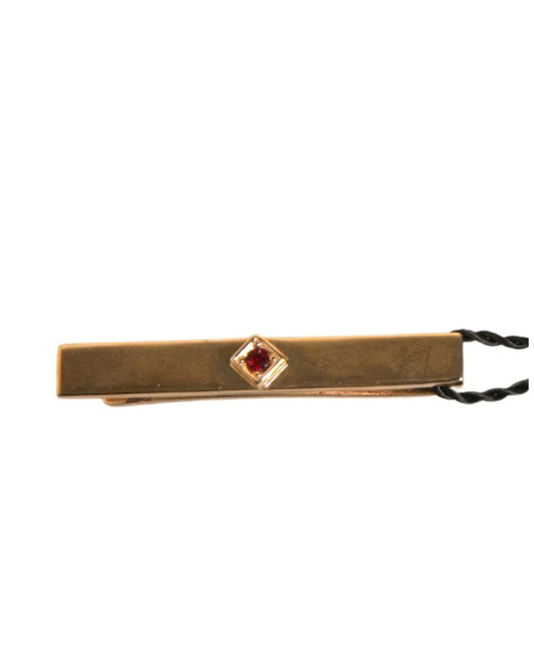 Dolce & Gabbana Men's Gold Tone Brass Crystal Branded Tie Clip Bar - One Size
