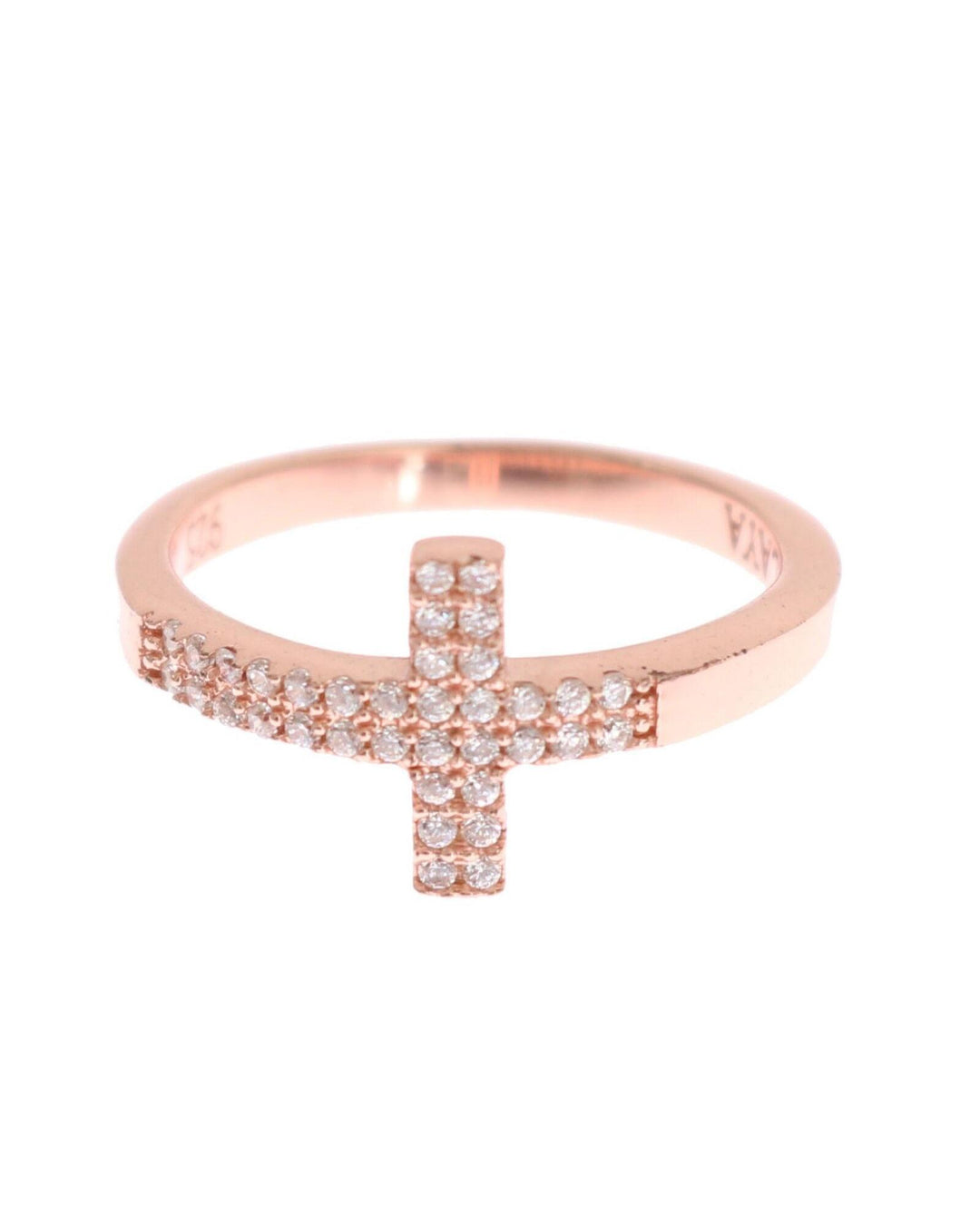 Nialaya Women's Elegant Pink Crystal Encrusted Silver Ring - 54 EU