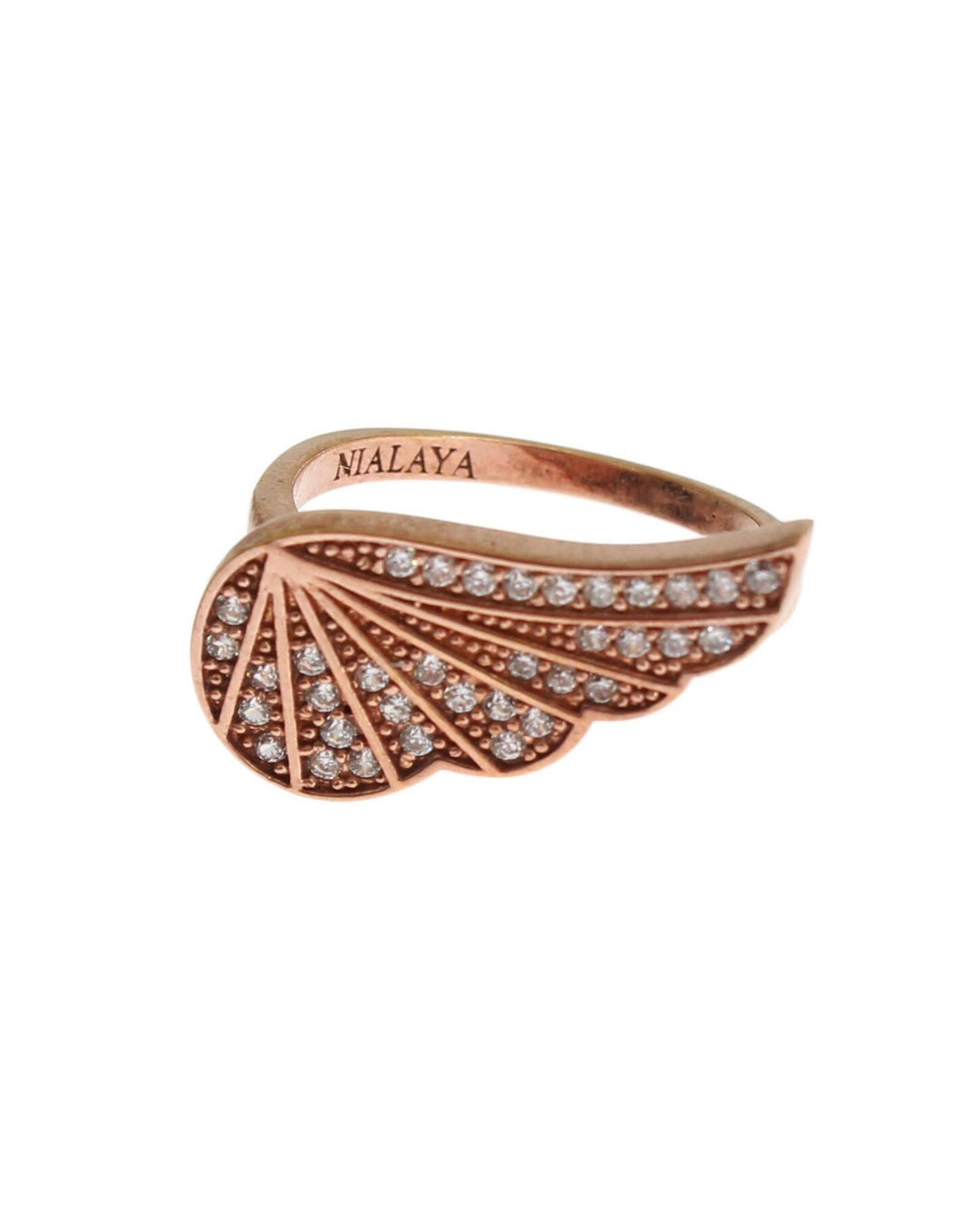 Nialaya Women's Pink Gold 925 Silver  Clear CZ Ring - 49 EU