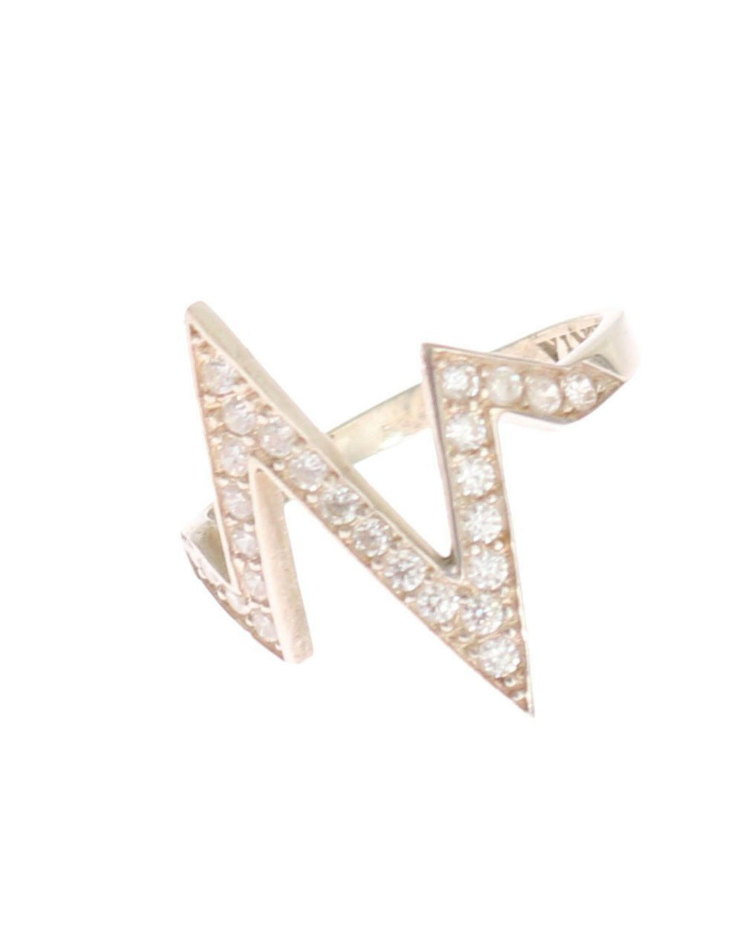 Nialaya Women's Radiant Silver Crystal Encrusted Ring - 49 EU