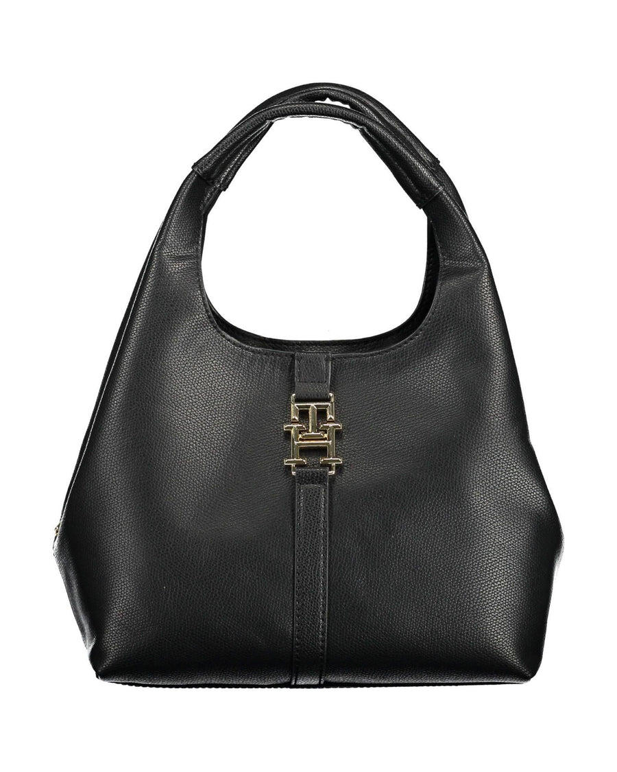 Tommy Hilfiger Women's Elegant Black Shoulder Bag with Contrasting Details - One Size