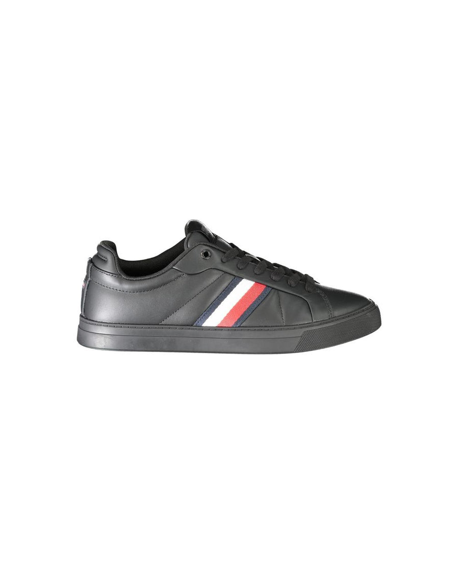Tommy Hilfiger Men's Black Leather  Sneaker - 41 EU
