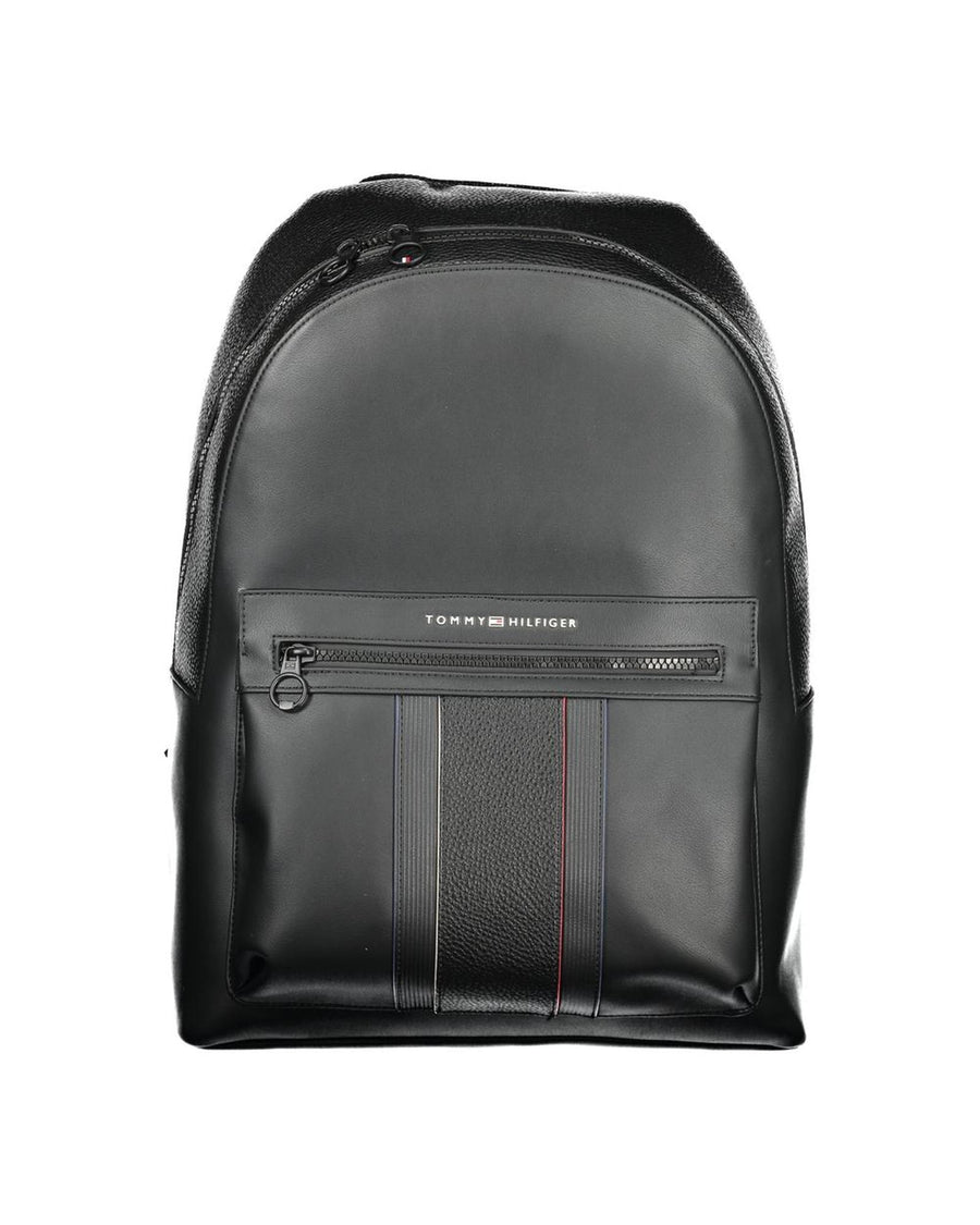 Tommy Hilfiger Men's Black Polyester  Backpack - One Size