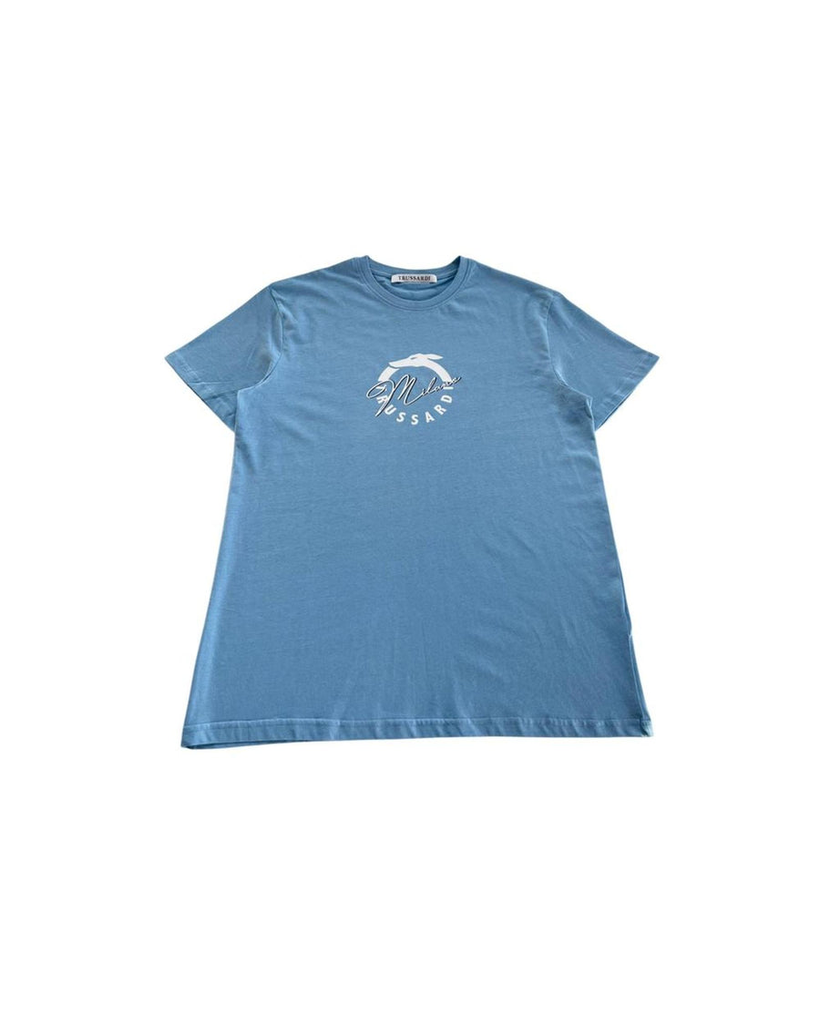 Trussardi Beachwear Men's Light Blue Cotton T-Shirt - L