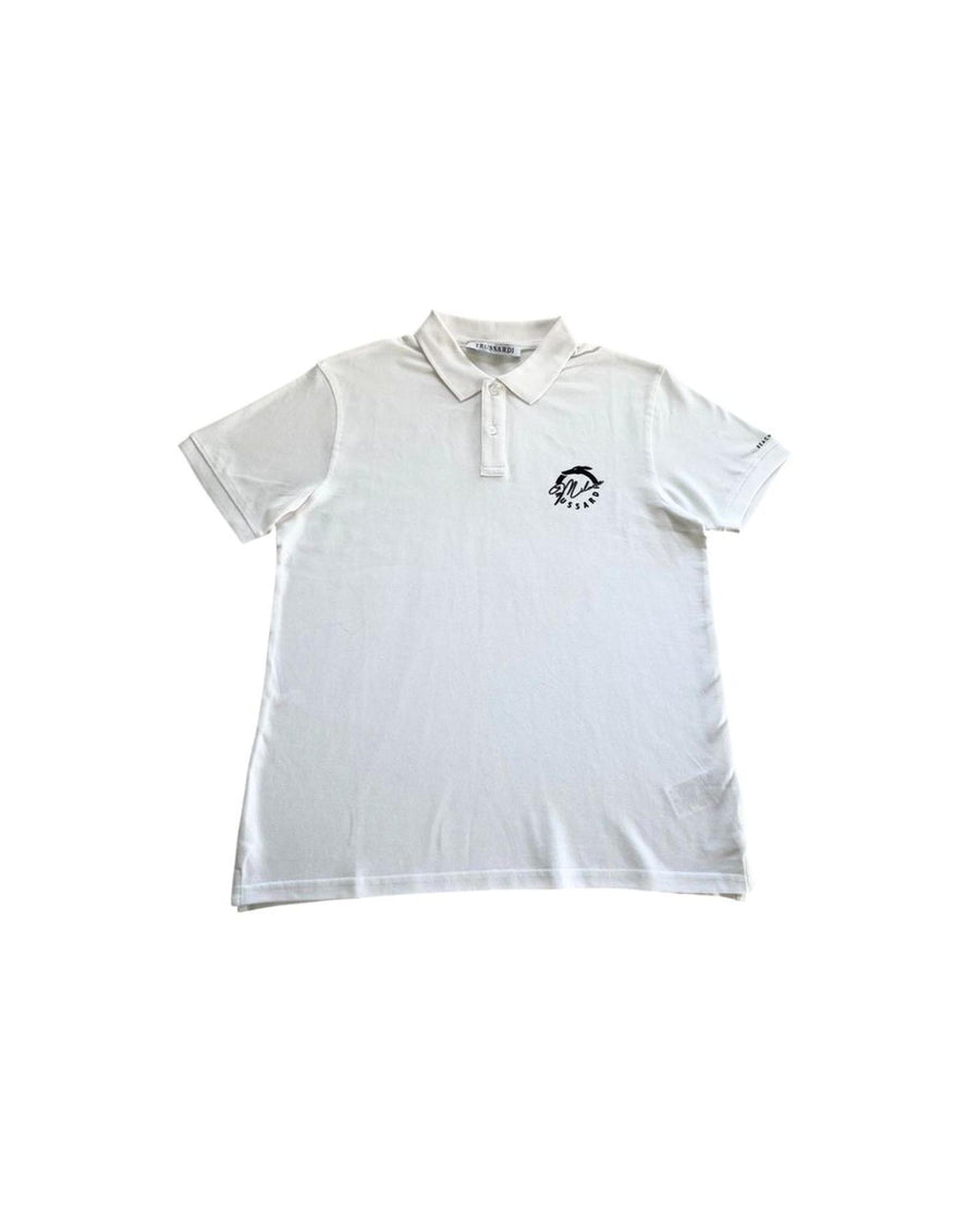 Trussardi Beachwear Men's White Cotton Polo Shirt - XL