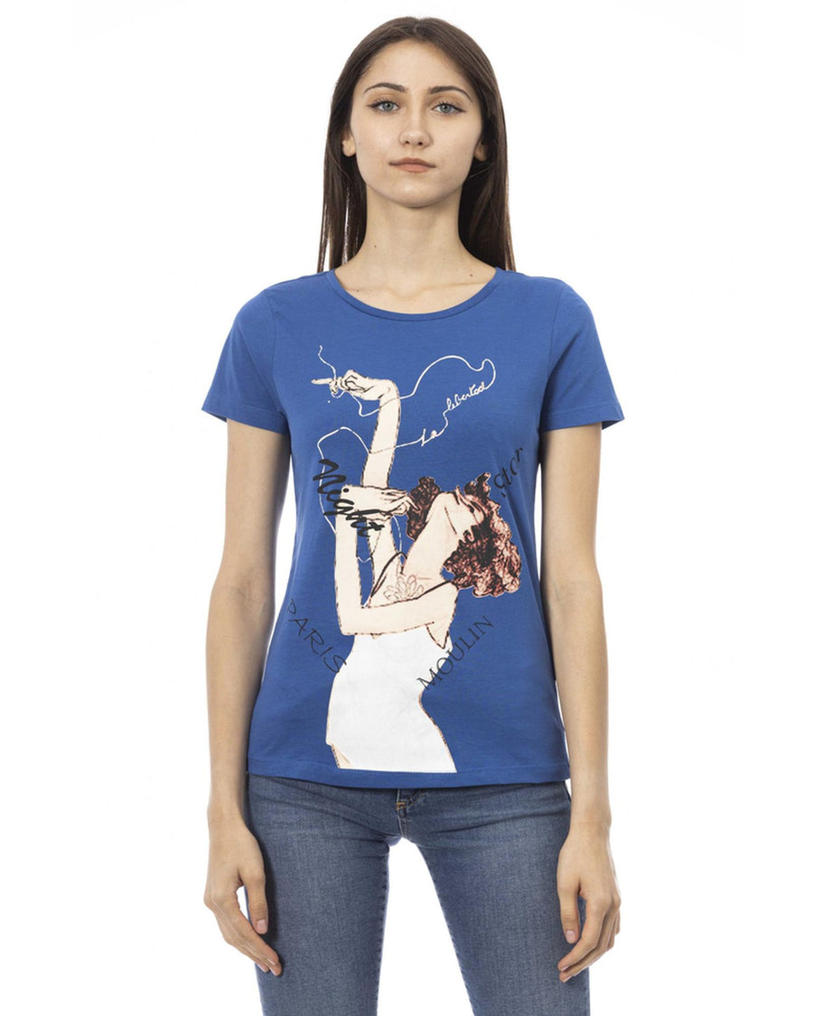 Short Sleeve T-shirt with Round Neck and Front Print XS Women