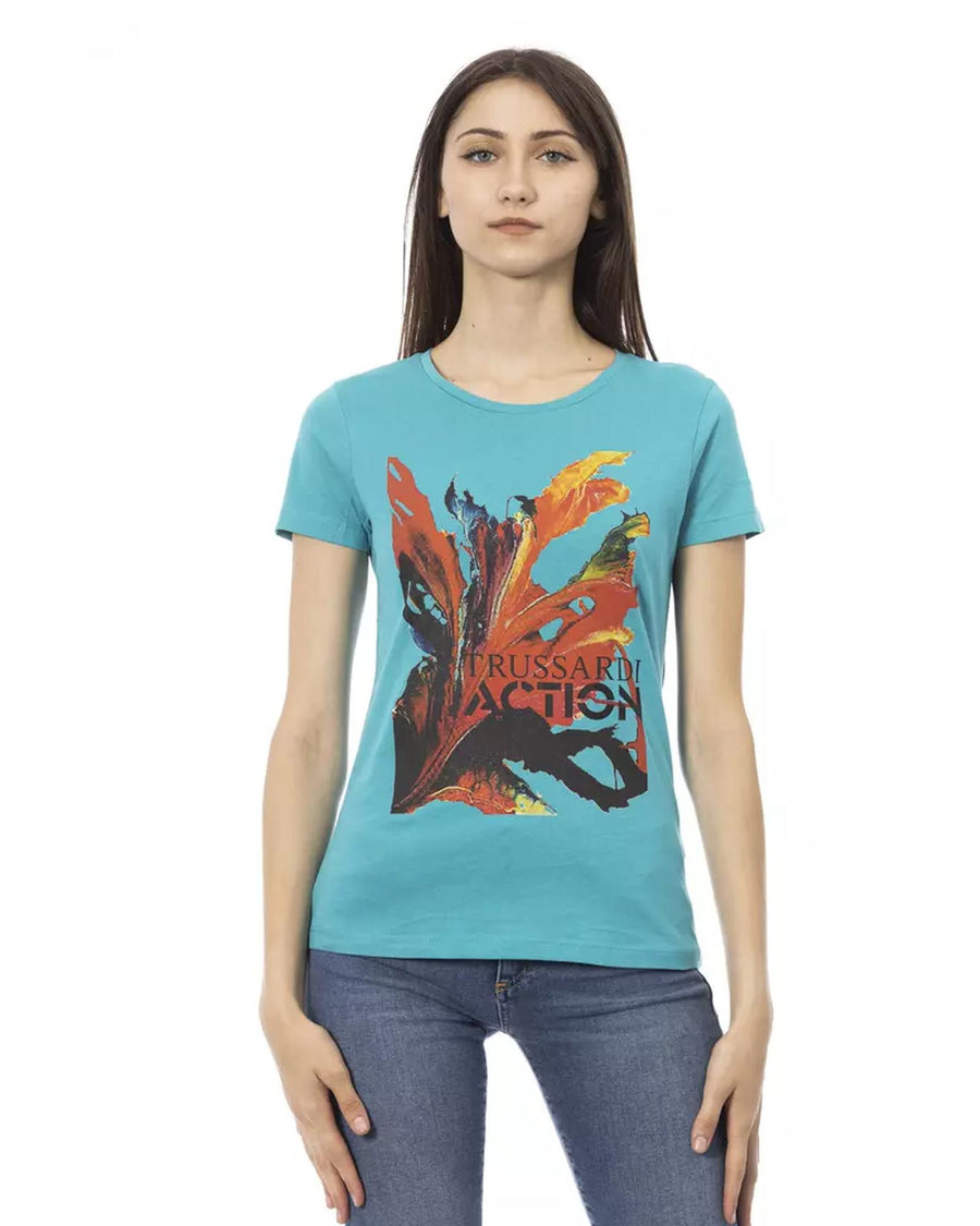 Short Sleeve T-shirt with Round Neck and Front Print M Women