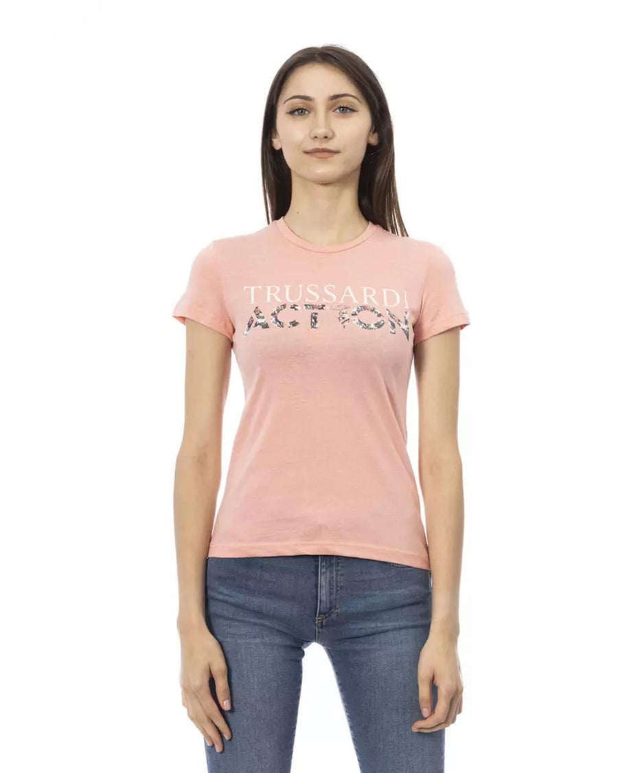 Short Sleeve T-shirt with Round Neck and Front Print L Women