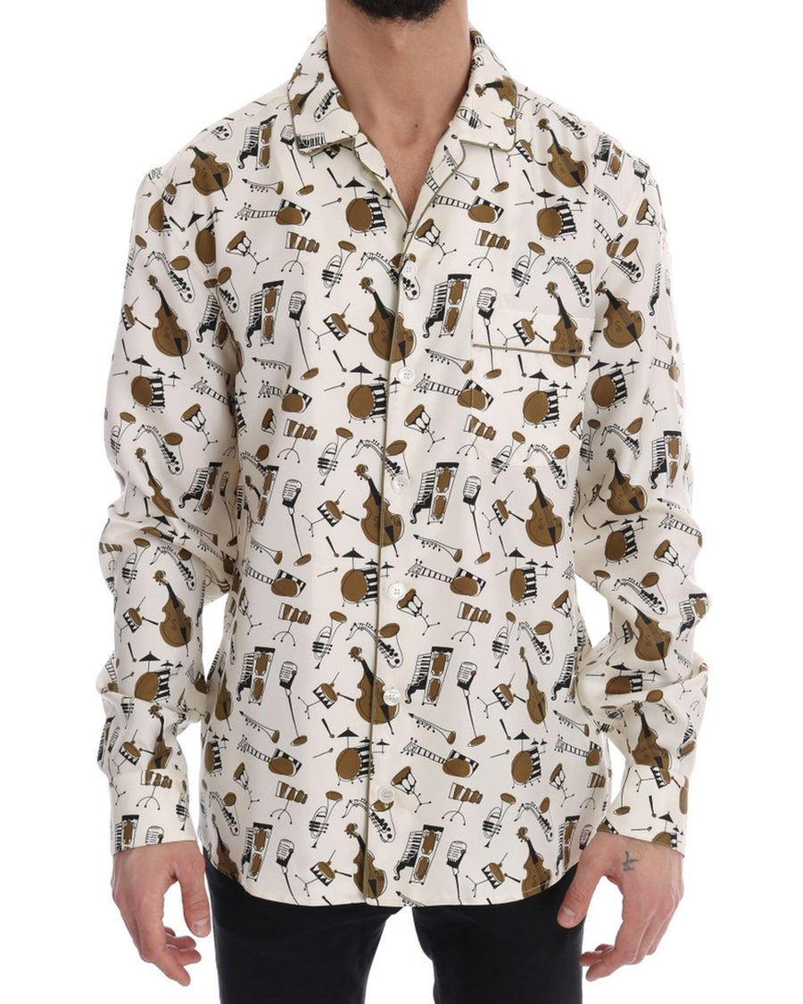 Exclusive Dolce & Gabbana Silk Jazz Motive Shirt 40 EU Men
