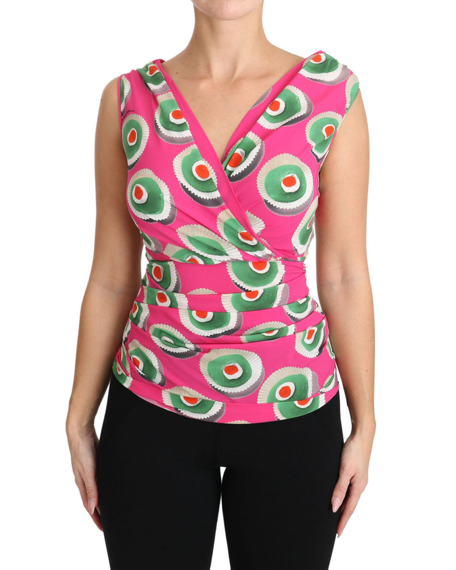 Gorgeous Dolce & Gabbana Sleeveless Top with Sicilian Cake Print 40 IT Women