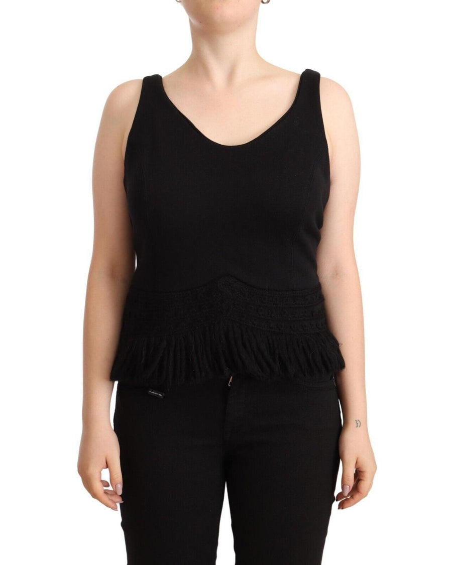 Ermanno Scervino Women's Black Cotton Sleevelesss Tank Casual Top - 2 IT