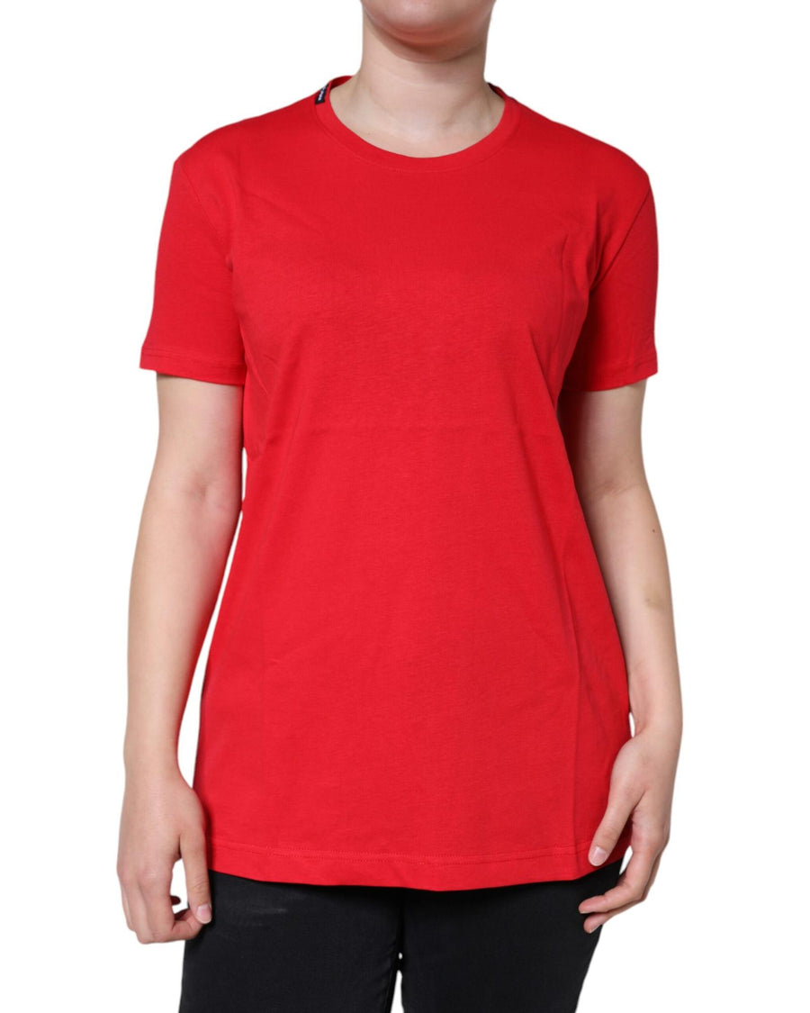 Dolce & Gabbana Women's Red Cotton Crew Neck Short Sleeve Tee T-shirt - 48 IT