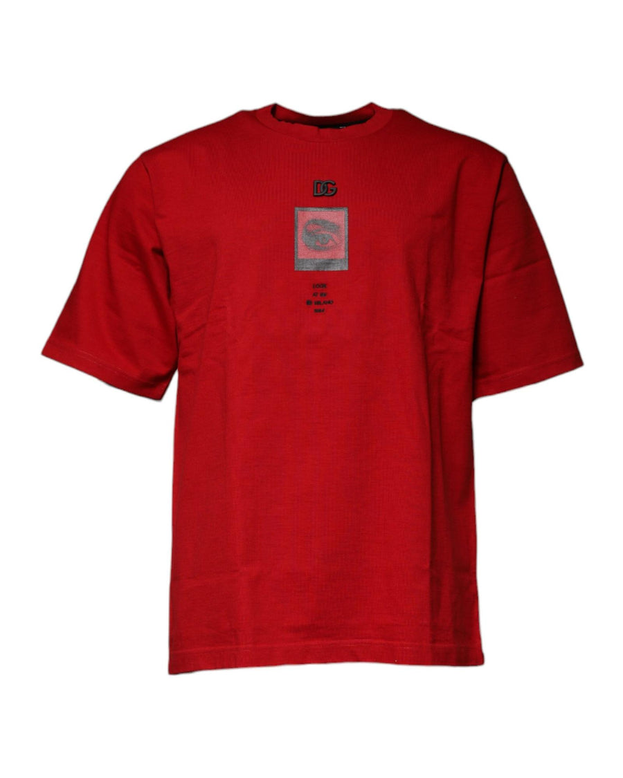 Dolce & Gabbana Men's Red DG Eye Cotton Crew Neck T-shirt - 44 IT