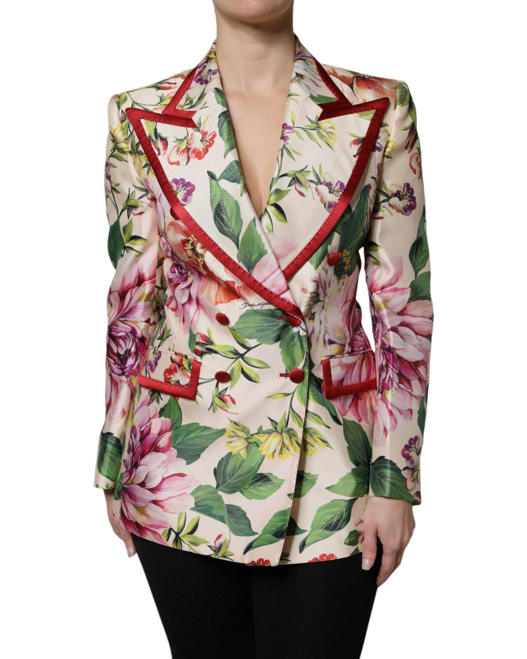 Dolce & Gabbana Women's Multicolor Floral Double Breasted Jacket - 40 IT