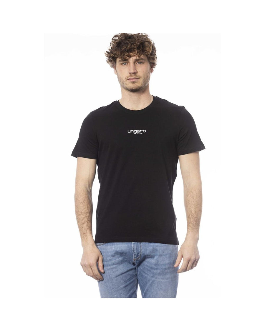 Ungaro Sport Men's Sleek Black Cotton Crew Neck T-Shirt - 2XL